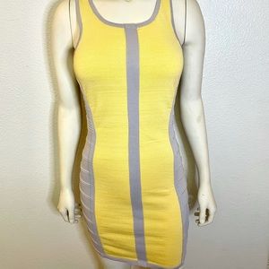 WOW Couture Bandage Yellow & Gray Dress Size Medium